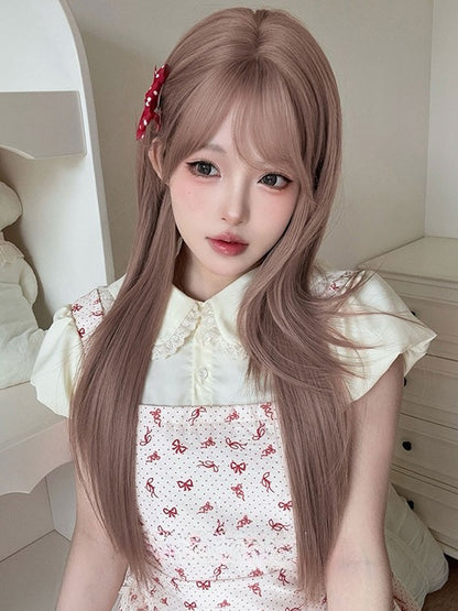 ウィッグ ストレート エアレングス バングス 70cm ブラウン