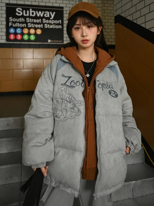 Zootopia – Graue Pufferjacke mit Judy- und Nick-Applikation