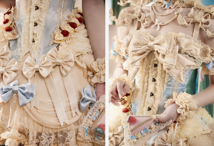 Cherry Mousse Corset with Detachable Straps & Bow - Blood Supply