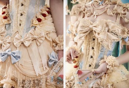 Cherry Mousse Corset with Detachable Straps & Bow - Blood Supply