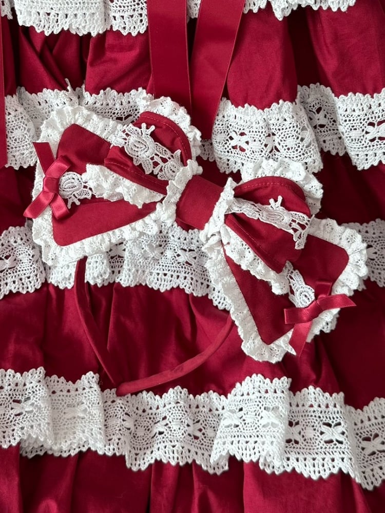 Red/Black KC Bowknot Lace Trim Pink/Wine