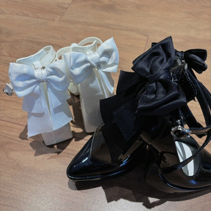 ゴシックブラック取り外し可能な蝶結びクロスバックルストラッププラットフォームハイブロックヒール