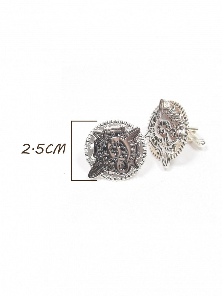 Gear Design Steampunk Cufflinks Silver Badge And