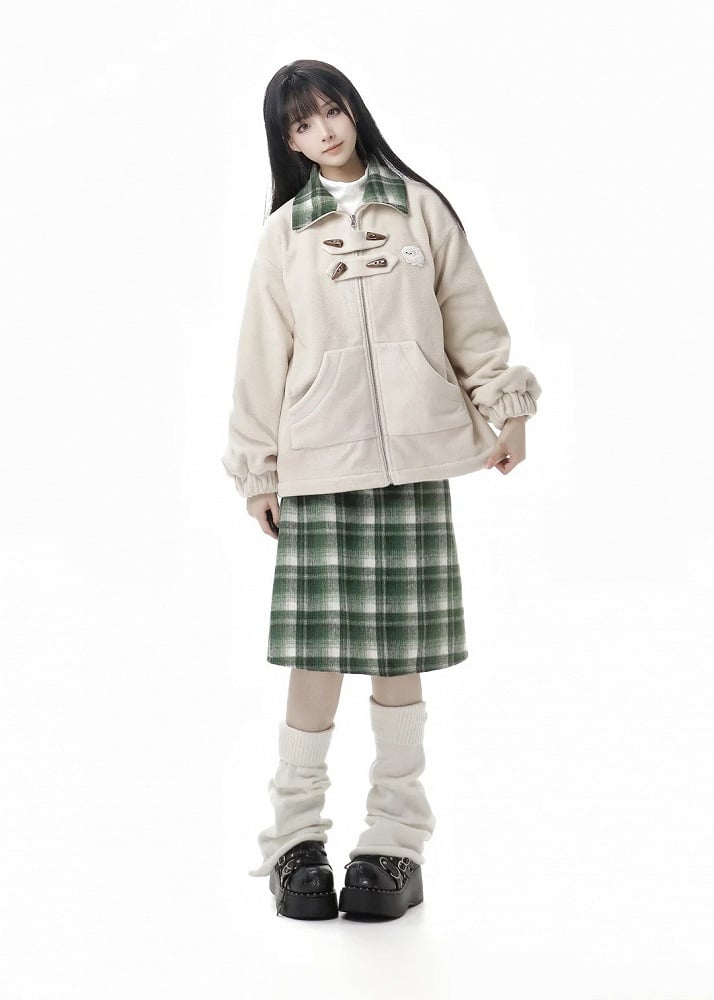 グリーンのチェック柄スカート