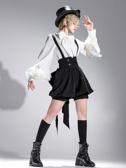 Taillenzug groß mit Schleife Ouji Overall schwarze hohe Lolita-Shorts