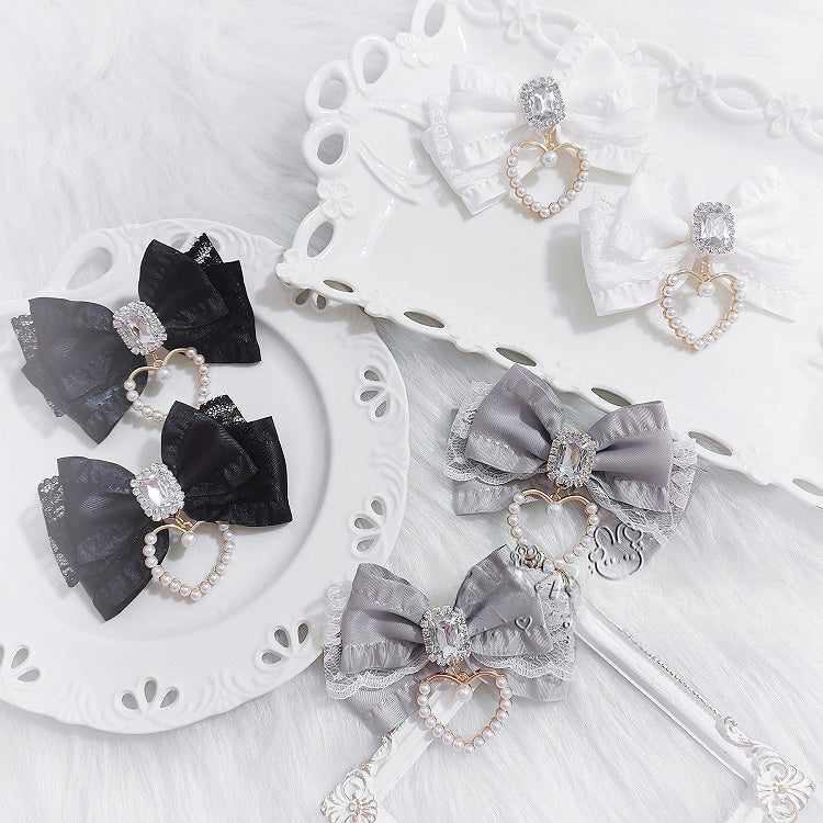 Spitzenfarben Herz Charm Strass Akzent 15 Kei Haarspangen Jirai Schleife