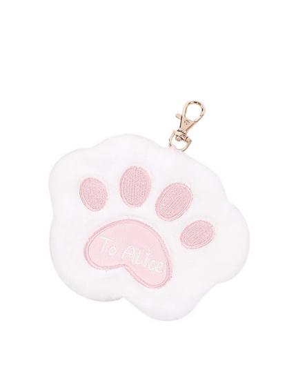 Rosa-weißer Plüsch-Katzenpfoten-Anhänger