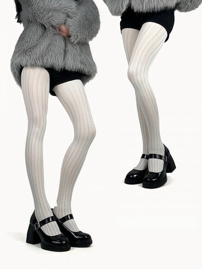 Pattern Stripe Retro Tights 5 Heart Colors