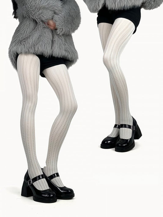 Pattern Stripe Retro Tights 5 Heart Colors