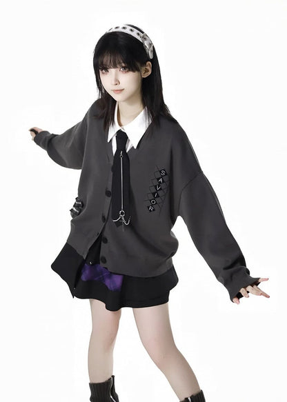 White Criss-Cross Strap Cross Short Sleeves Shirt with Charm Free Tie