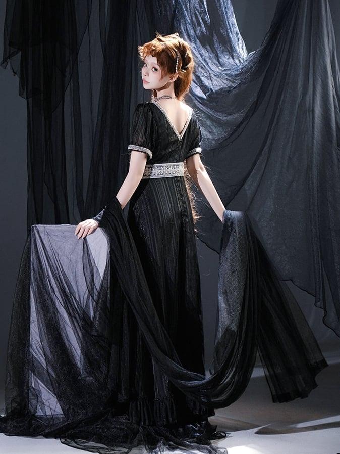 Black Dotted Tulle Shawl - sanshanjiu