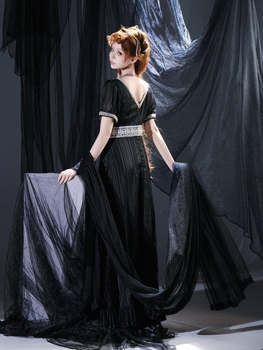 Black Dotted Tulle Shawl - sanshanjiu