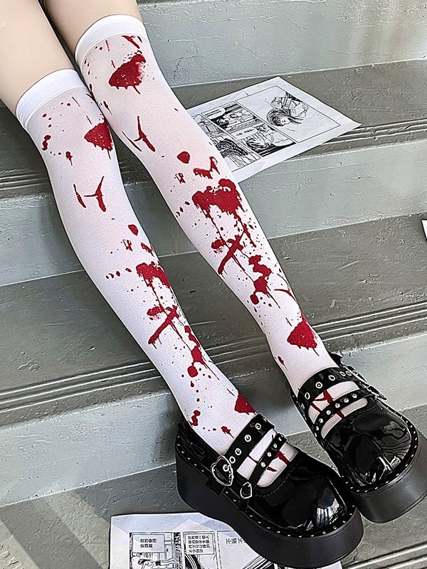 Knee Pattern Stockings Blood Over Gothic