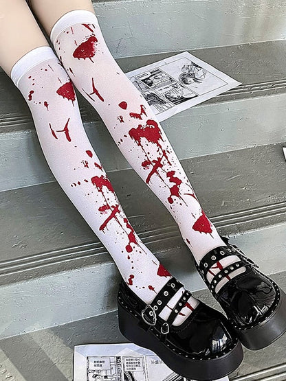 Over Gothic Stockings Pattern Blood Knee