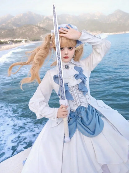 Sleeves Details Pleating Bishop White Shirt Lolita