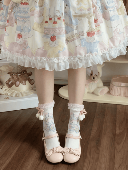 Lolita Pom-Pom Options Color Bow 4 Pattern Bunny With Sweet Socks