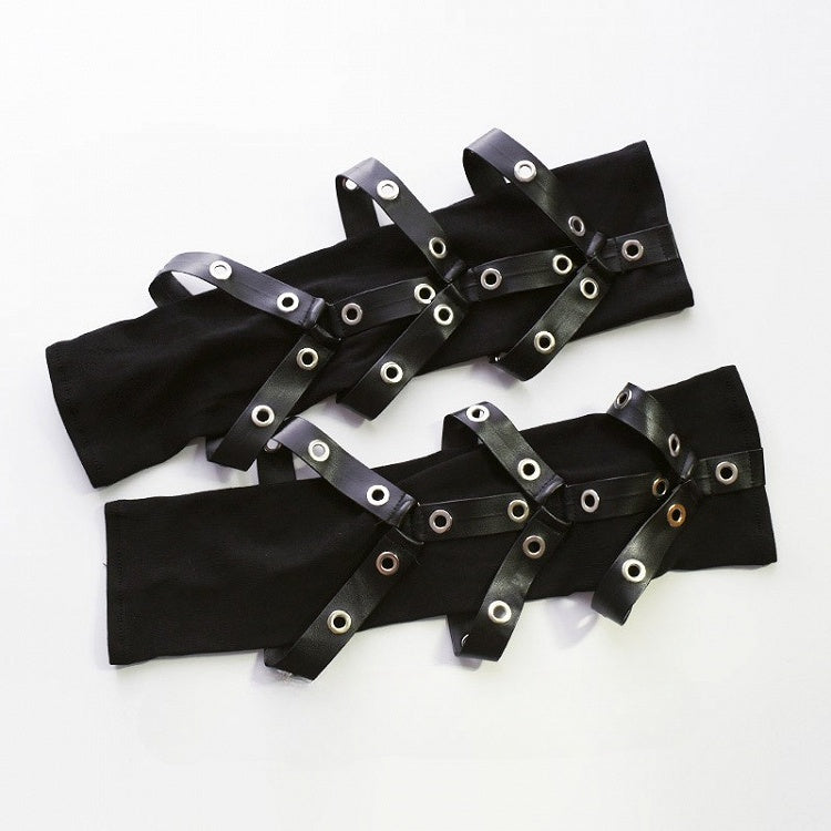 Gloves Black Studs Cyberpunk Details