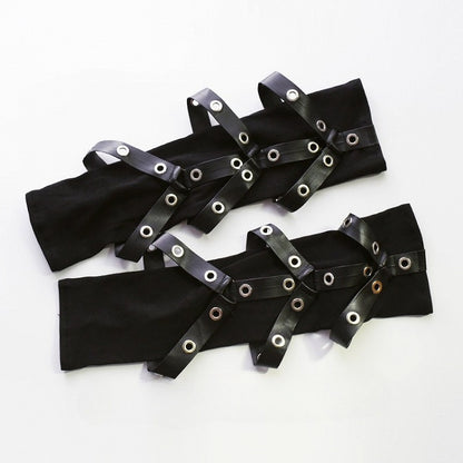 Gloves Black Studs Cyberpunk Details