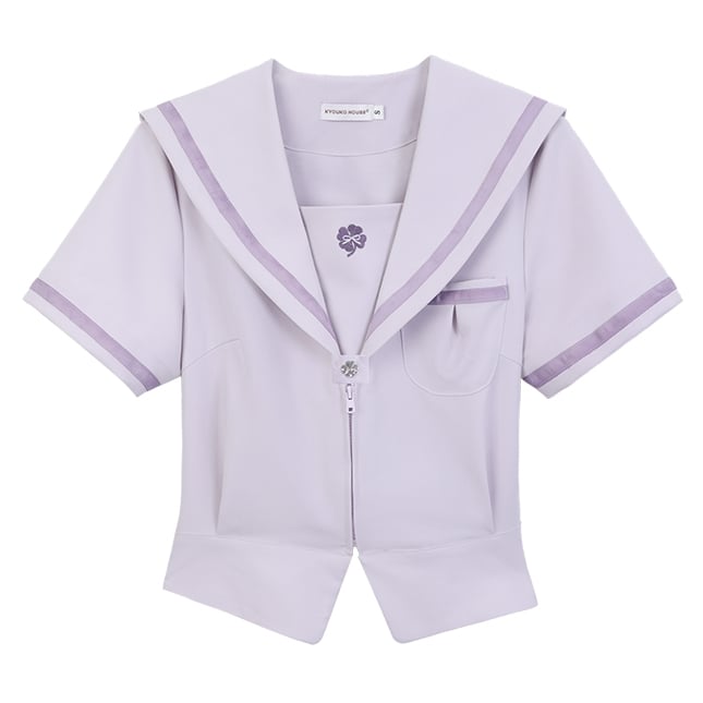 Sleeves Preppy Top Collar Version JK Purple Short Uniform Sailor Style