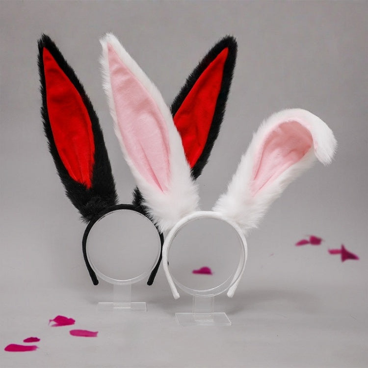 KC Long Black Pink White Cute Ear / Red Plush Bunny Lolita