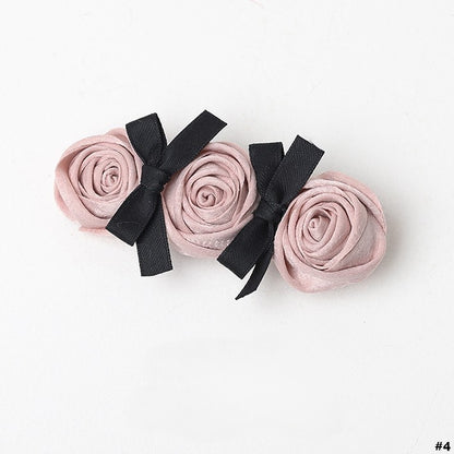 4 Black Options Lolita Pink Hairclip Rose Bowknot