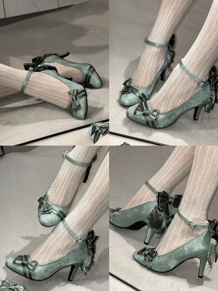 Escarpins verts à bouts pointus avec nœuds – Flashing Mercury
