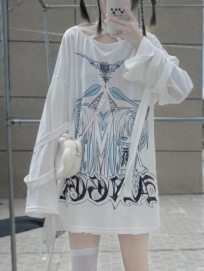 Kei T-Shirt White Twins Print Jirai