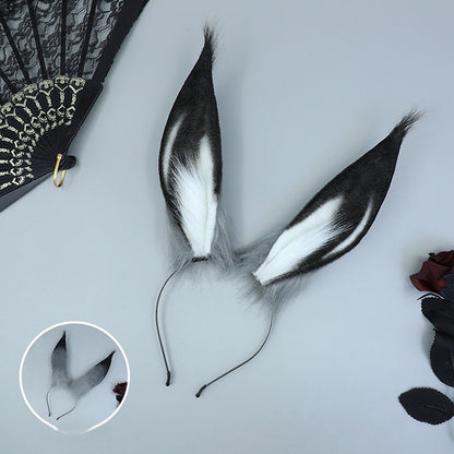 Cute Lolita Bunny Ear Fur Brown/Black Faux Long KC