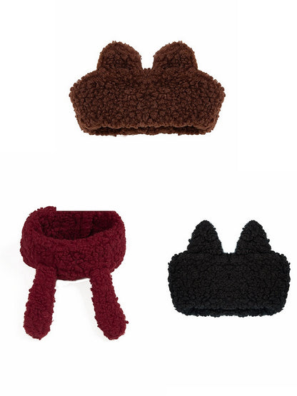 Bear/Red Leg Ear Coffee Fleece Bunny/Black Garter Cat