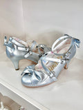 and Star with Bow Silver Buckles Shoes High-heel 6.5cm Details Sweet