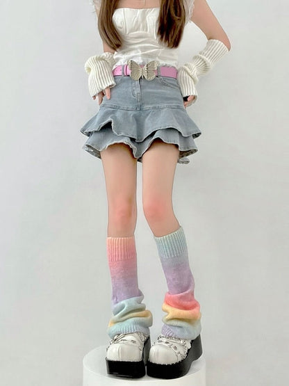 Gradient 2 Leg - Rainbow Knit Colors Warmers