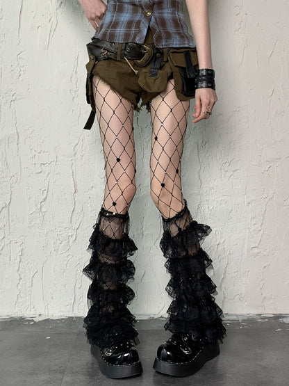 Strass Y2K Strumpfhose Cut-out Schwarz Design