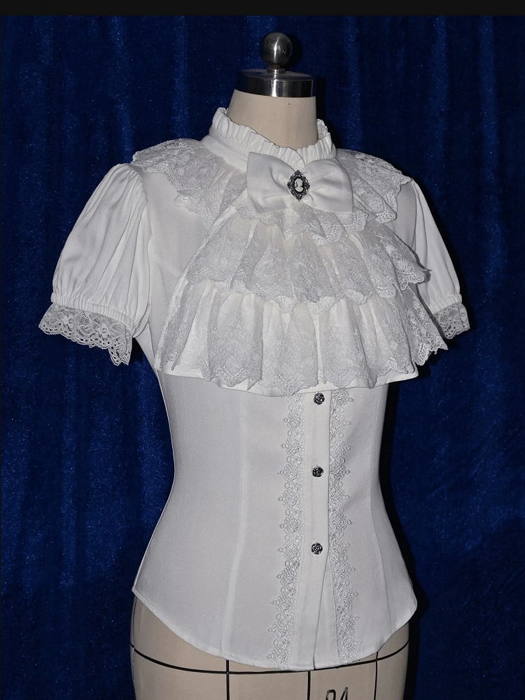 Krawatte Bowknot Jabot Schwarz Gothic Weiß /