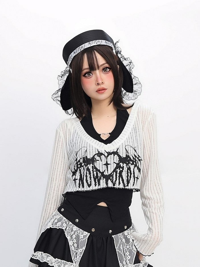 Set Black Halter Design Bittersweet with Top Sleeves White Long Neck Heart