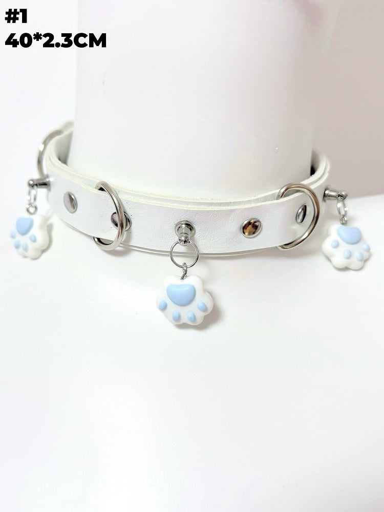 3 Options Cat Paw Pendant Studded Choker