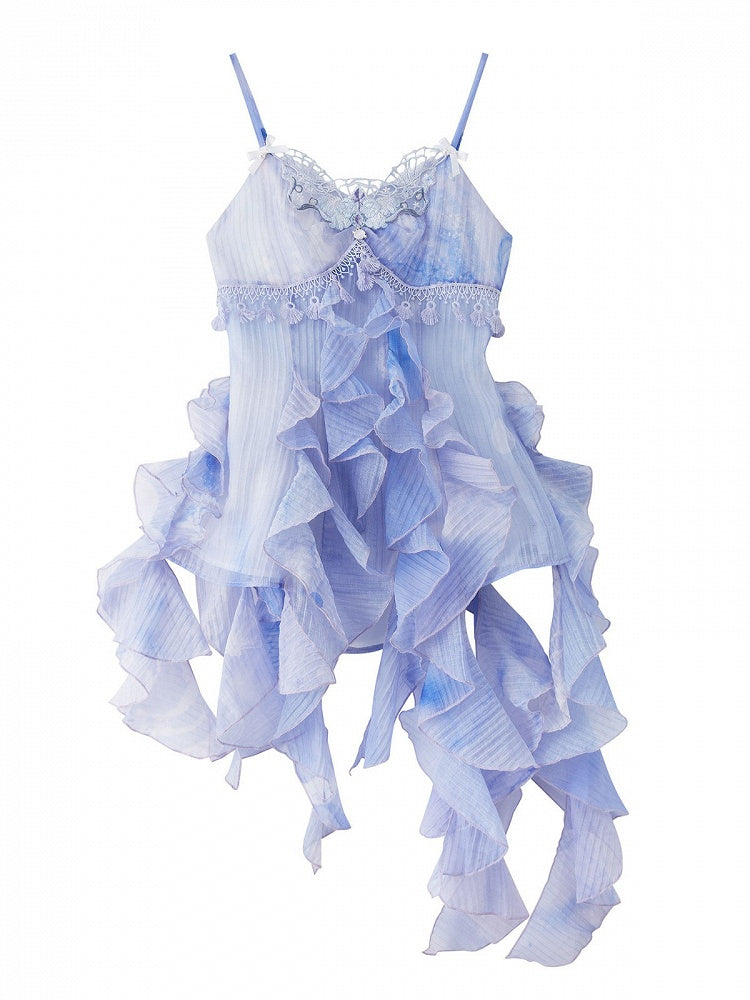 Ruffle Layered Sweet Purple Summer Dress - Zao Jing Ji