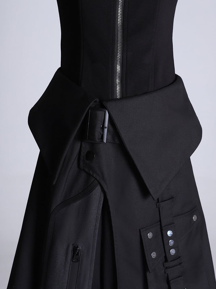 Buckle Waist Foldover Black Straps Techwear + Apron Belt