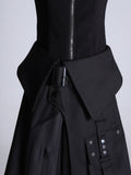 Umschlag-Hüftgürtel mit Schnalle und Riemen, schwarze Schürze, Techwear