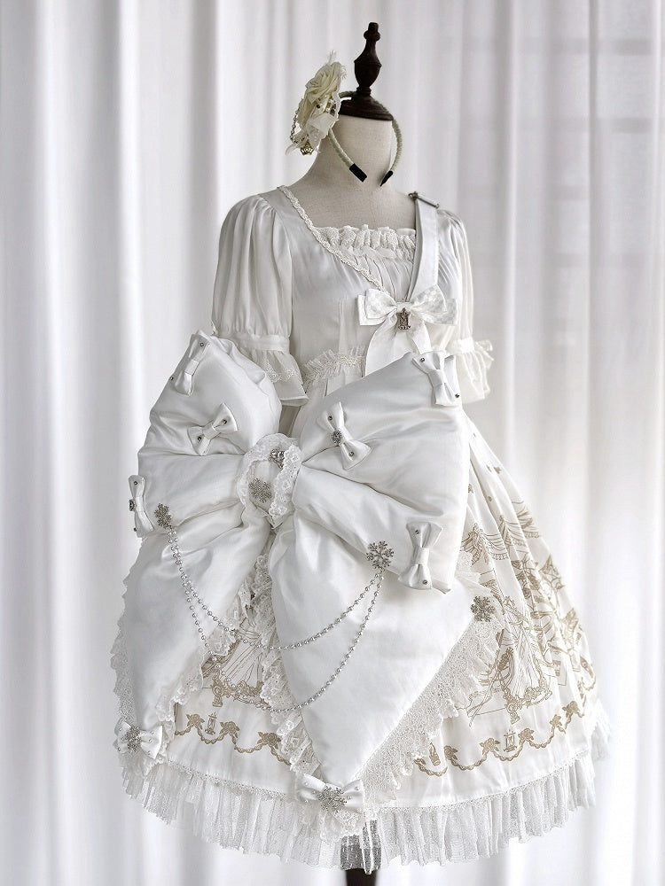 Backpack Snowflakes Adorned Bead Bow Chain with and Big White