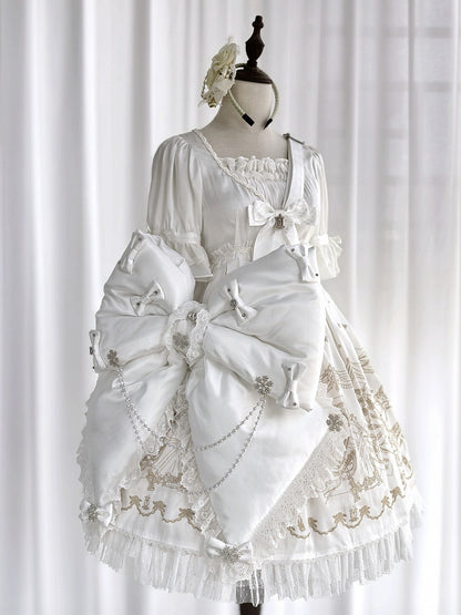 Backpack Snowflakes Adorned Bead Bow Chain with and Big White