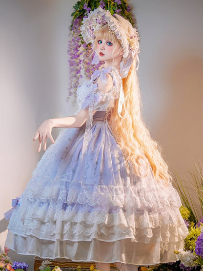 Light Purple Lolita JSK Wedding Dress with Lace - Cat Fairy Lolita