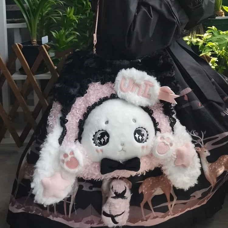 Ohrtasche Süßes Plüsch Schwarz und Hase Rosa Lolita Lop