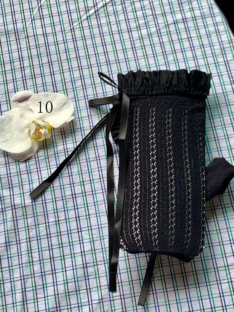 Spitzenbesatzsocken Weiß/Milchig Schleife Lolita Weiß/Schwarz/Rot/Lila/Grau/Braun