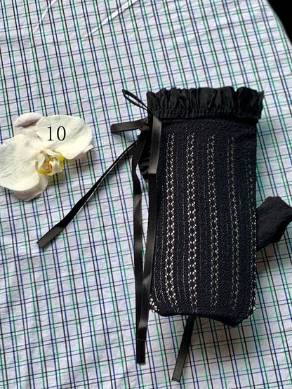 Spitzenbesatzsocken Weiß/Milchig Schleife Lolita Weiß/Schwarz/Rot/Lila/Grau/Braun