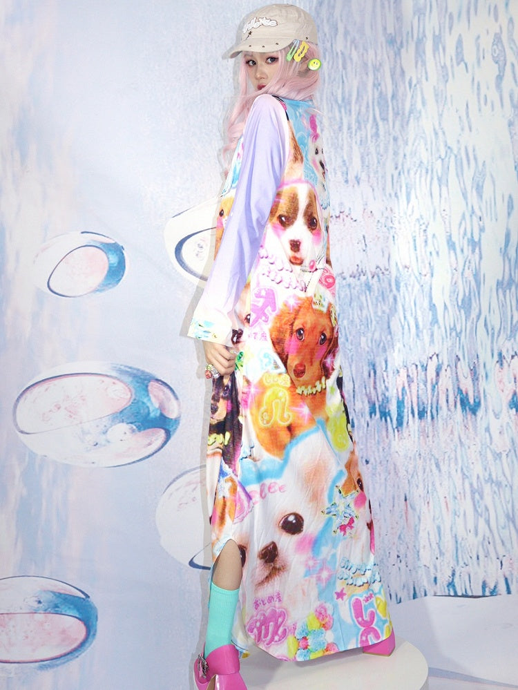 Welpe Bunt bedrucktes Hemd Y2K