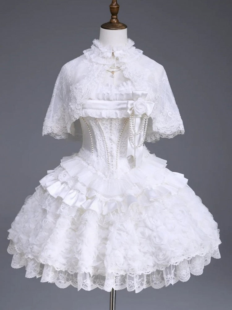 White Lace Ruffled Cape - Airfreeing