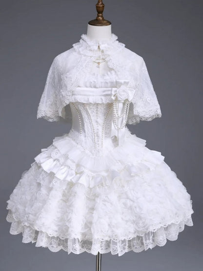 White Lace Ruffled Cape - Airfreeing