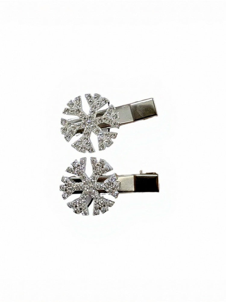 Silver Snowflake Hairclip with Rhinestone Decorations - IVONA boutique