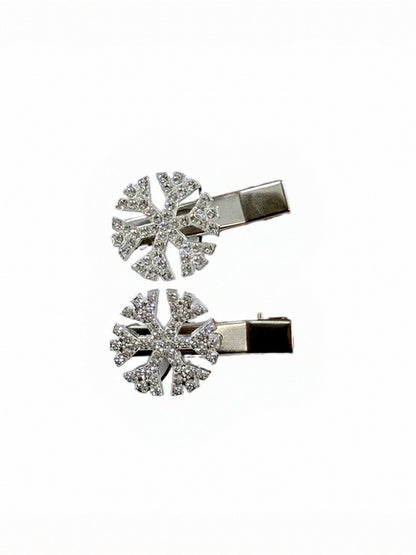 Silver Snowflake Hairclip with Rhinestone Decorations - IVONA boutique