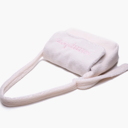Letter Embroidered Fuzzy Tote Bag In Kawaii Bright White Style- Perfect For Fall And Winter